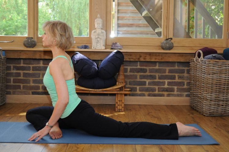Sarah Church practising in Yoga Studio in Guildford.